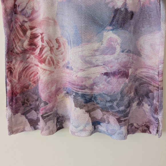 Pilcro Womens Small Mesh Floral Print Top Pink Coquette Cottage Romantic Flirty - Picture 2 of 6